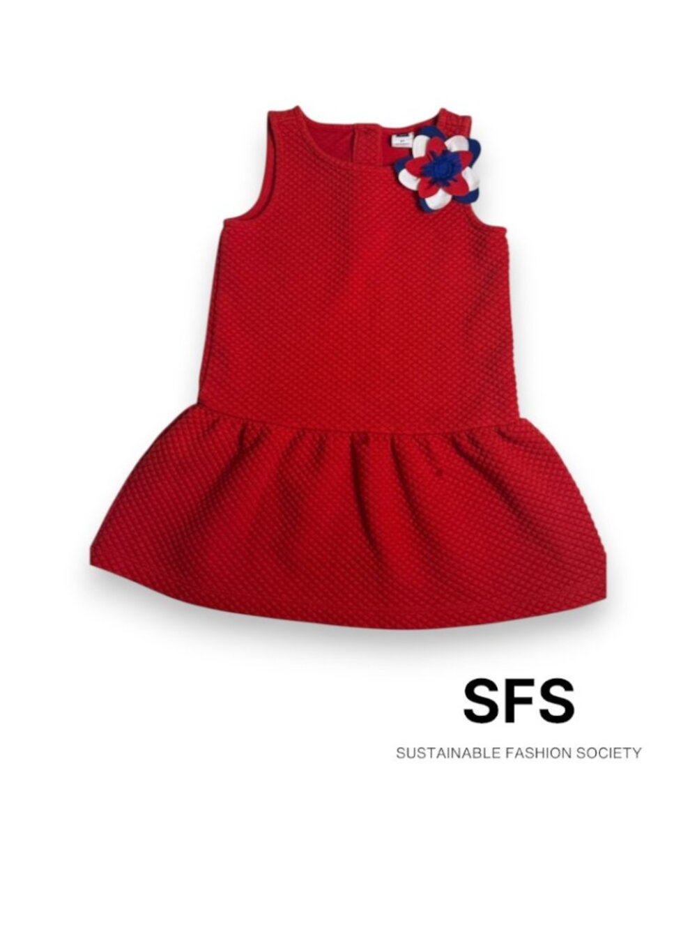 Janie and Jack Quilted Red Dress 2T Floral Applique - Party/Nautical